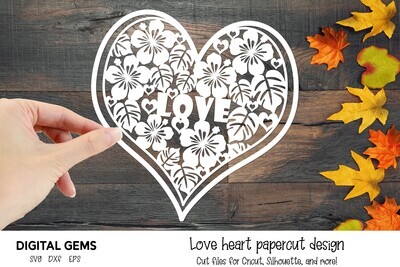 Love heart paper cut design