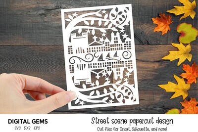 Street, city paper cut design