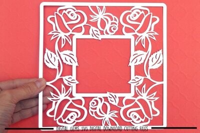 Rose frame paper cut design