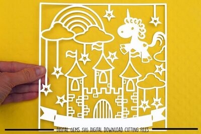 Unicorn paper cut design