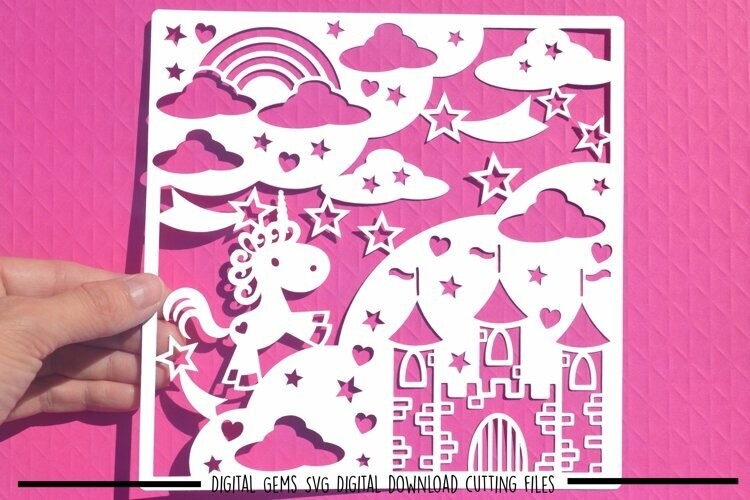 Unicorn paper cut design