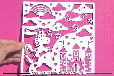 Unicorn paper cut design