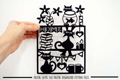 Cats at home paper cut design