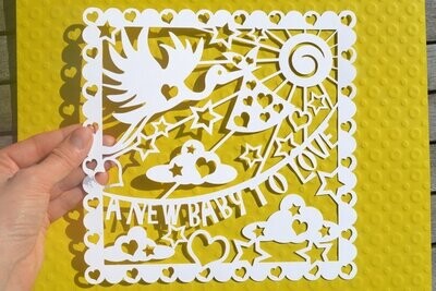 A new baby to love paper cut design