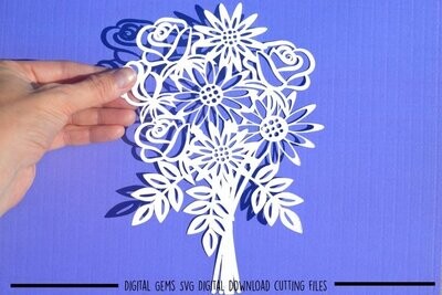 Flower bouquet paper cut design