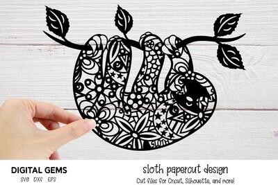 Sloth paper cut design