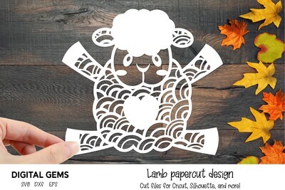 Lamb paper cut design