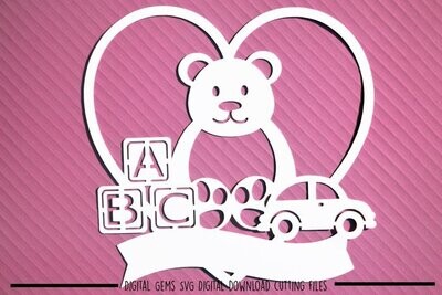 Teddy bear paper cut design