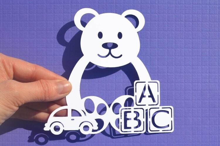 Teddy bear paper cut design