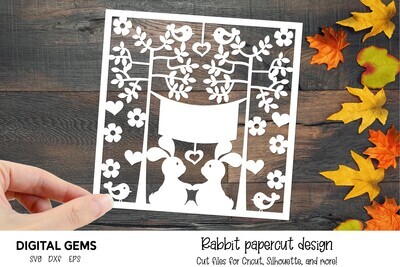 Rabbit paper cut design