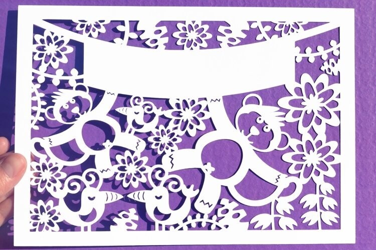 Monkey and Bird paper cut design