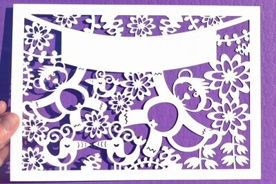 Monkey and Bird paper cut design