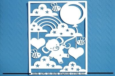 Elephant and bee paper cut design