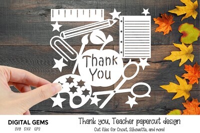 Teacher paper cut design