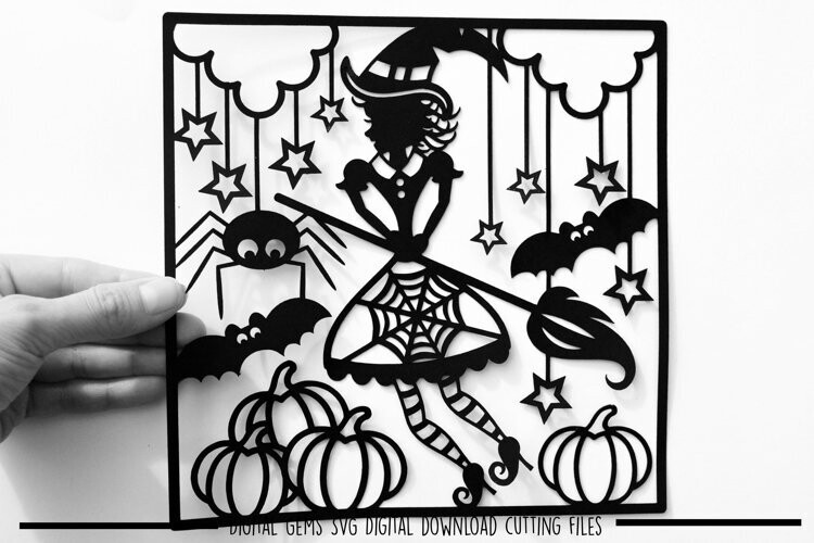 Halloween Witch paper cut design