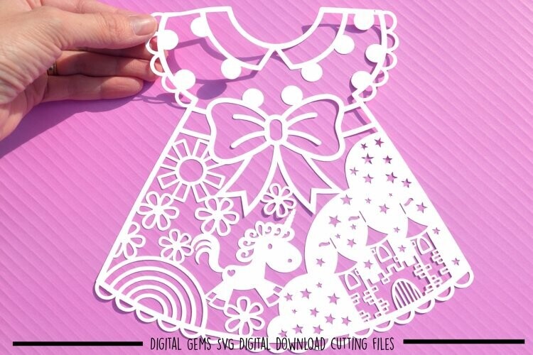Unicorn dress paper cut design