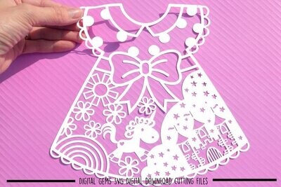 Unicorn dress paper cut design