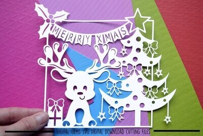 Christmas Reindeer paper cut design