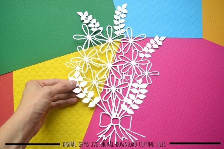 Flower bouquet paper cut design