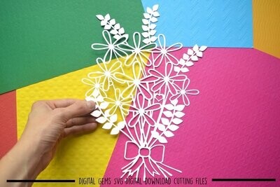Flower bouquet paper cut design