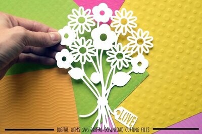 Flower bouquet paper cut design