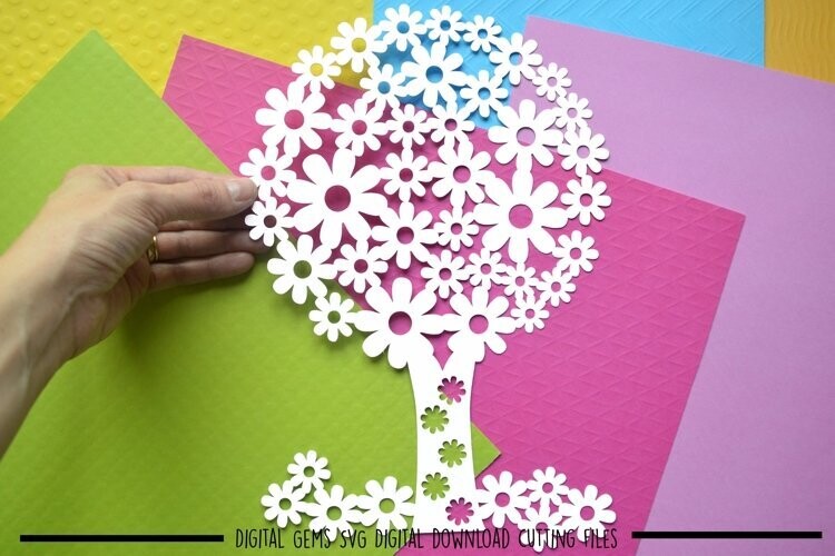 Flower tree paper cut design