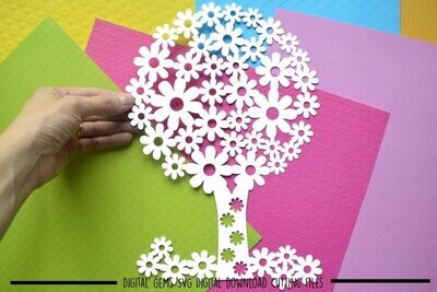 Flower tree paper cut design