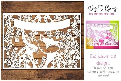 Fox and Rabbit paper cut design