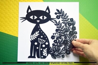 Cat paper cut design