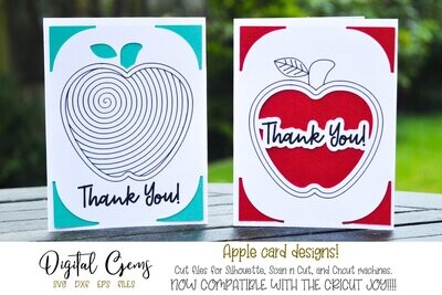 Thank you, apple, teacher insert card set of 2!
