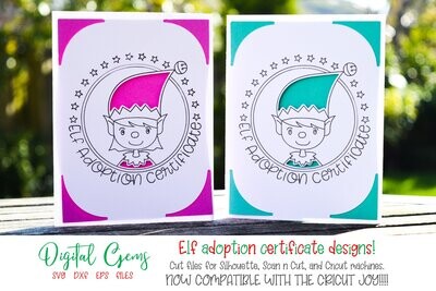 Elf adoption certificate insert card set of 2!