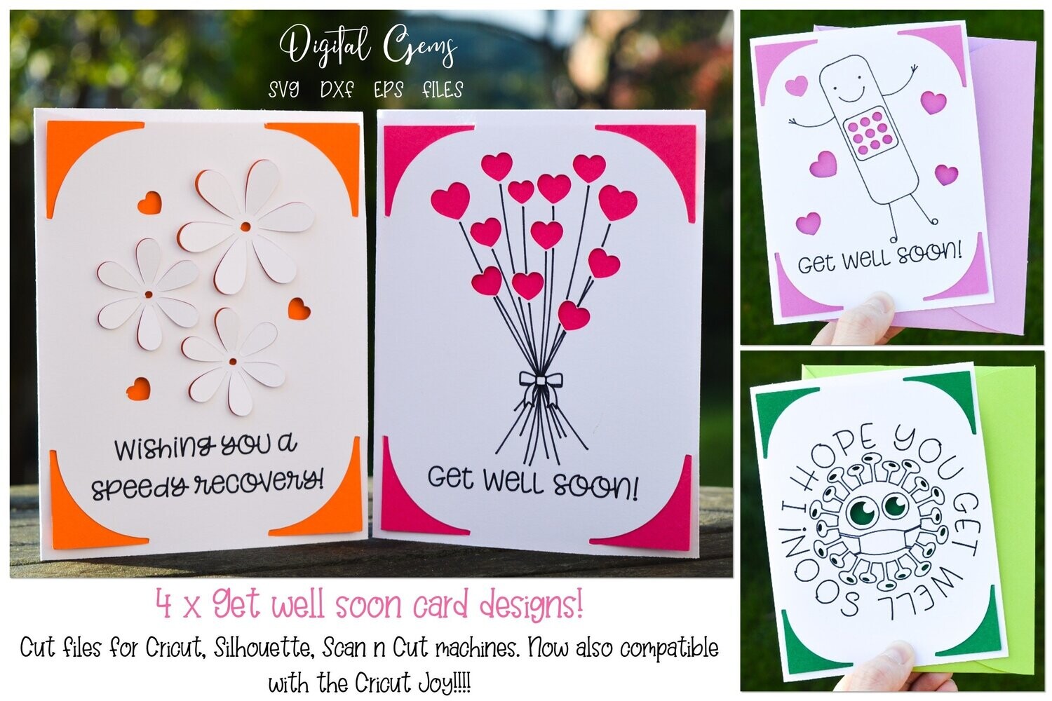 Get well insert cards, set of 4!