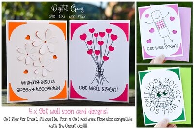 Get well insert cards, set of 4!