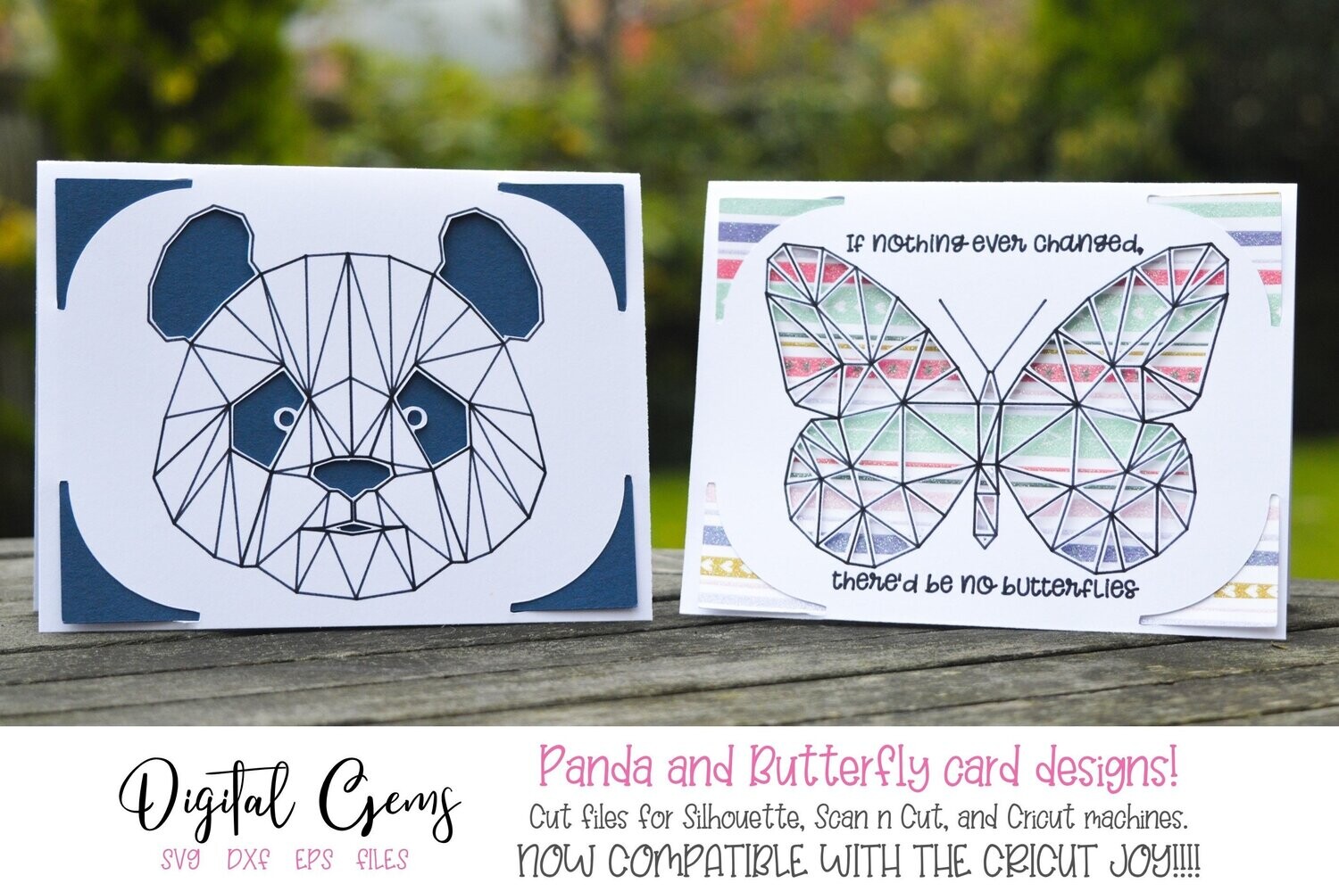 Panda and Butterfly insert cards. Set of 2.