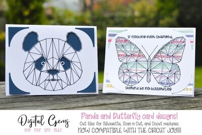 Panda and Butterfly insert cards. Set of 2.