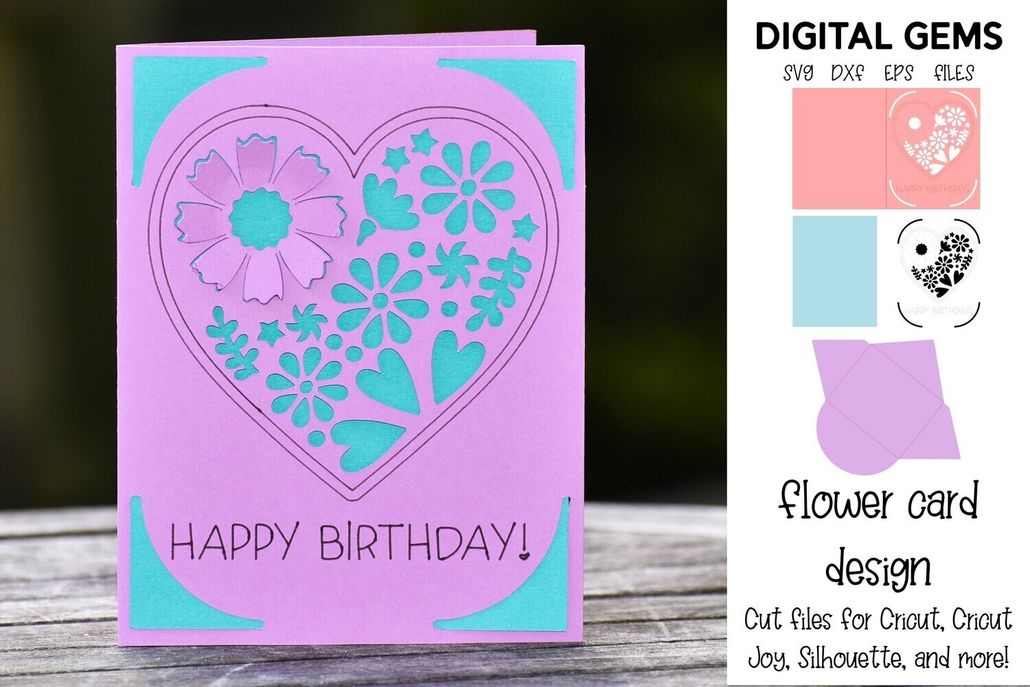 Happy Birthday, Flower insert card design