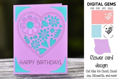 Happy Birthday, Flower insert card design