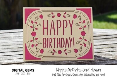 Happy Birthday, Flower insert card design