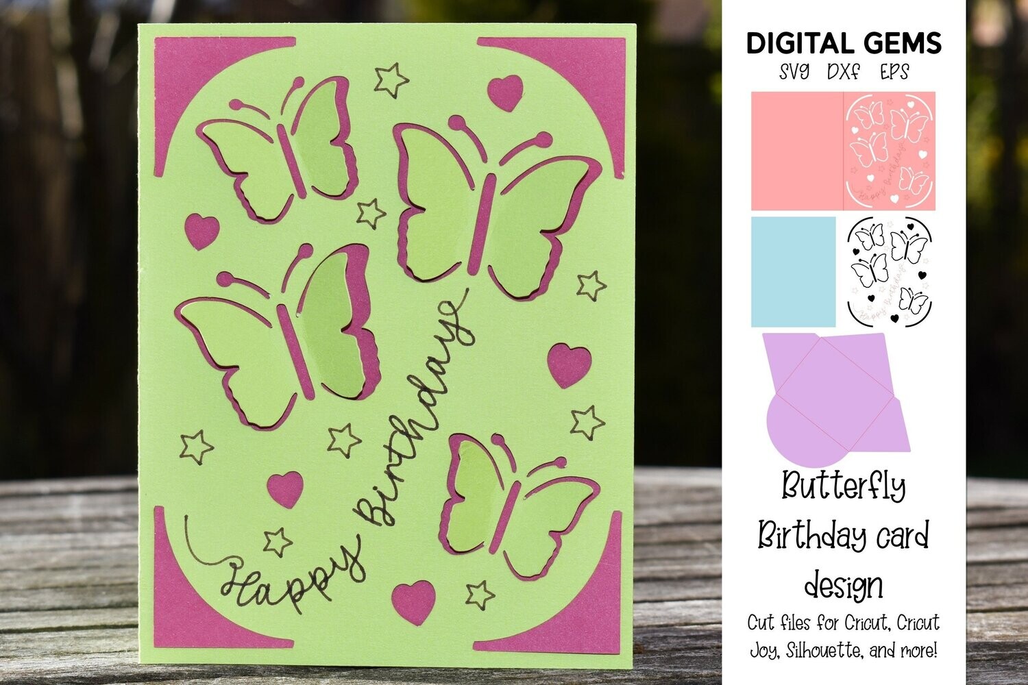 Happy Birthday butterfly card design