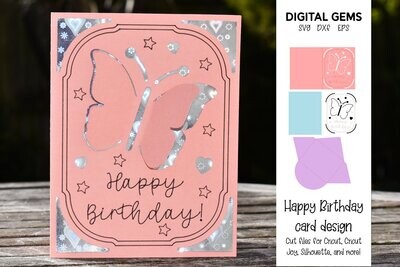 Happy Birthday butterfly card design