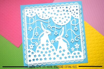 Rabbit paper cut design