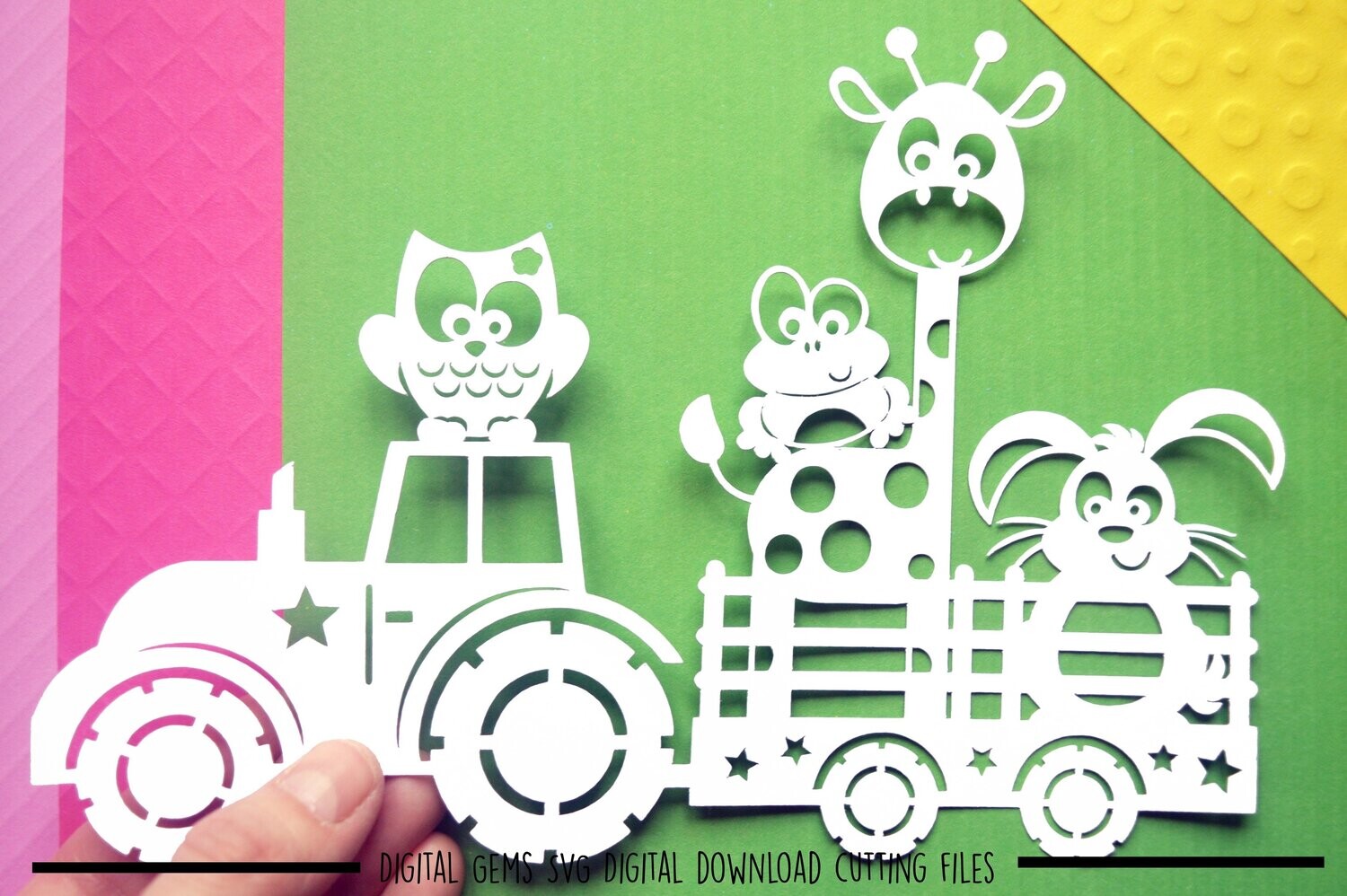 Animal tractor paper cut design