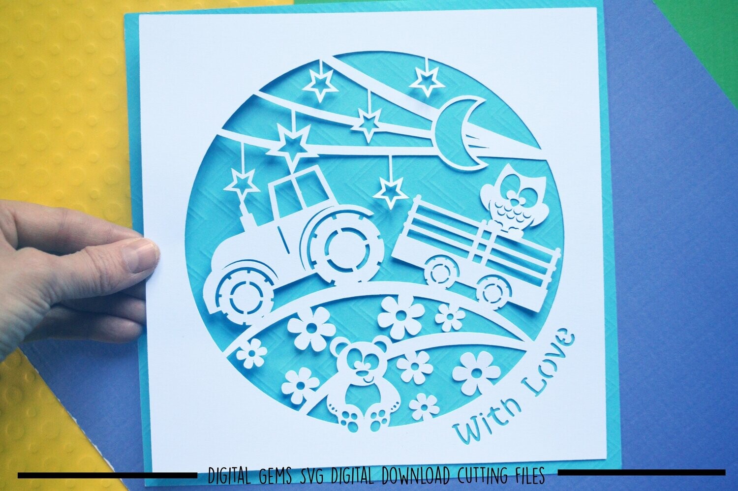 Tractor paper cut design