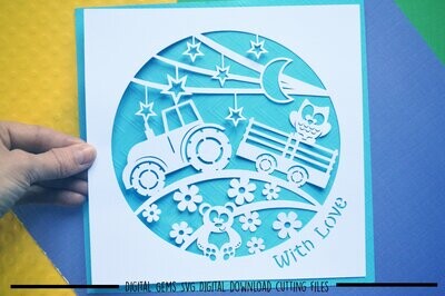 Tractor paper cut design