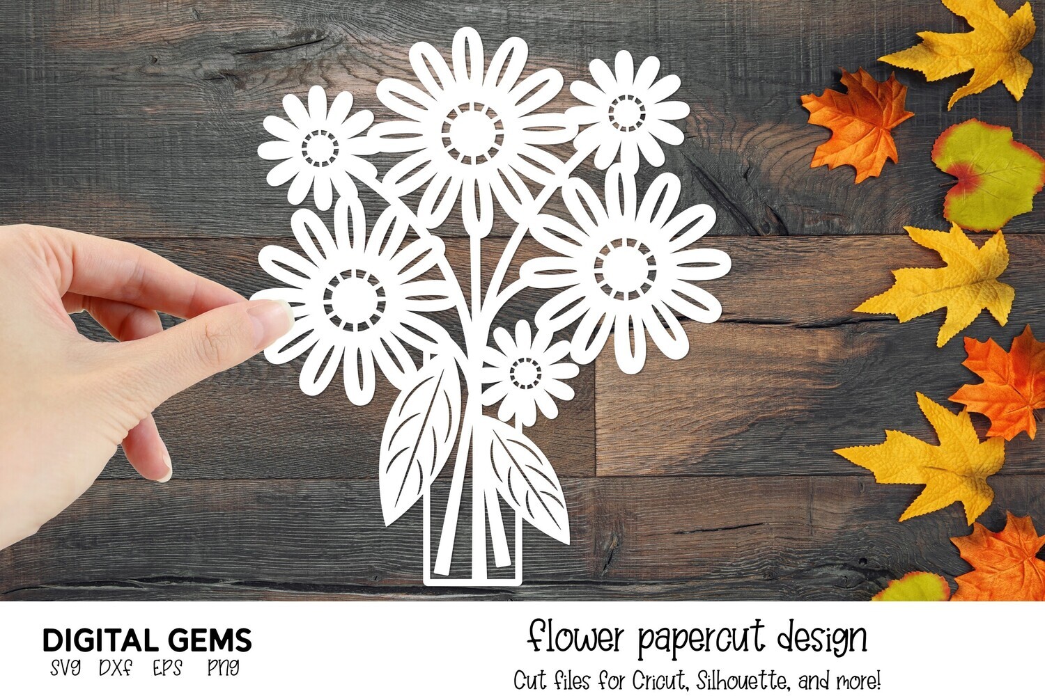 Flower bouquet paper cut design