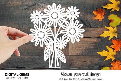 Flower bouquet paper cut design