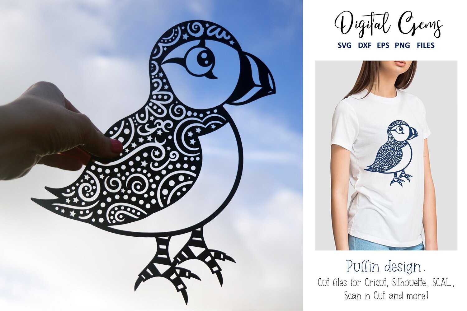 Puffin paper cut design