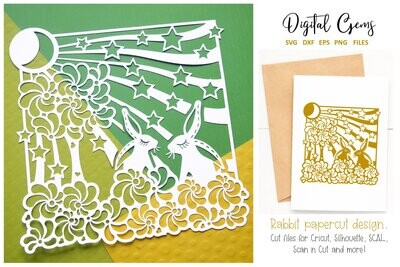 Rabbit paper cut design
