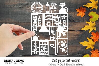 Cat paper cut design