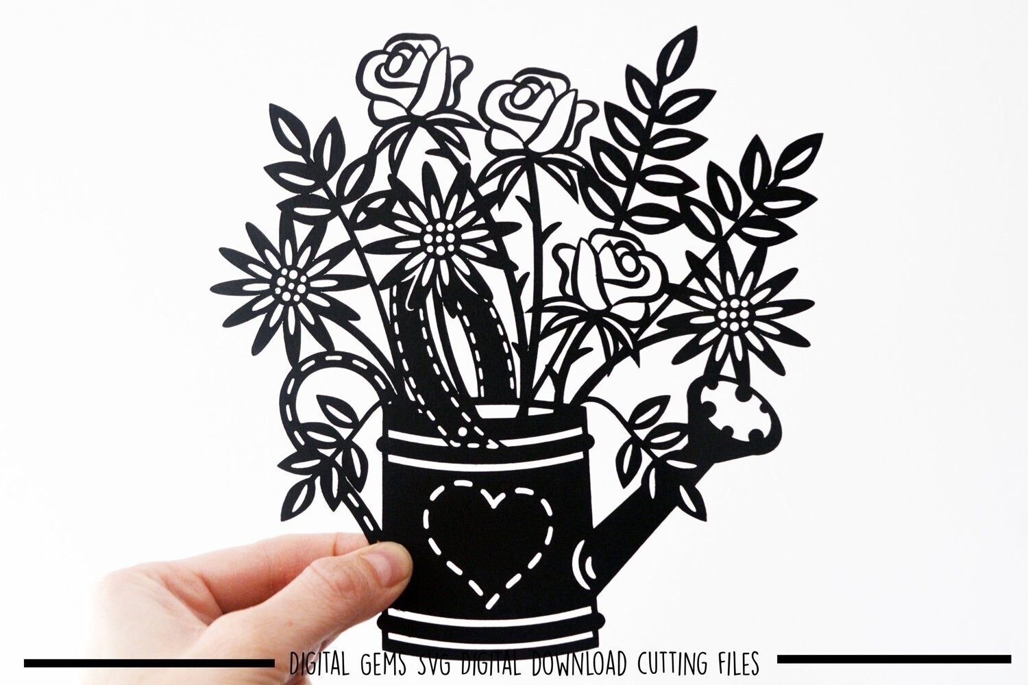 Watering can paper cut design
